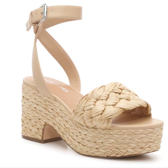 NEW Marc Fisher Steel Tan Woven Platform Heel Sandals women sizes 7.5, 9, 10